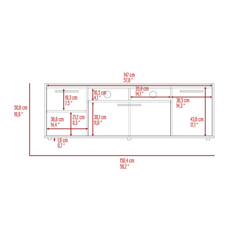 Tv Stand for TV´s up 55" Dext, One Cabinet, Double Door, Dark Walnut Finish-8