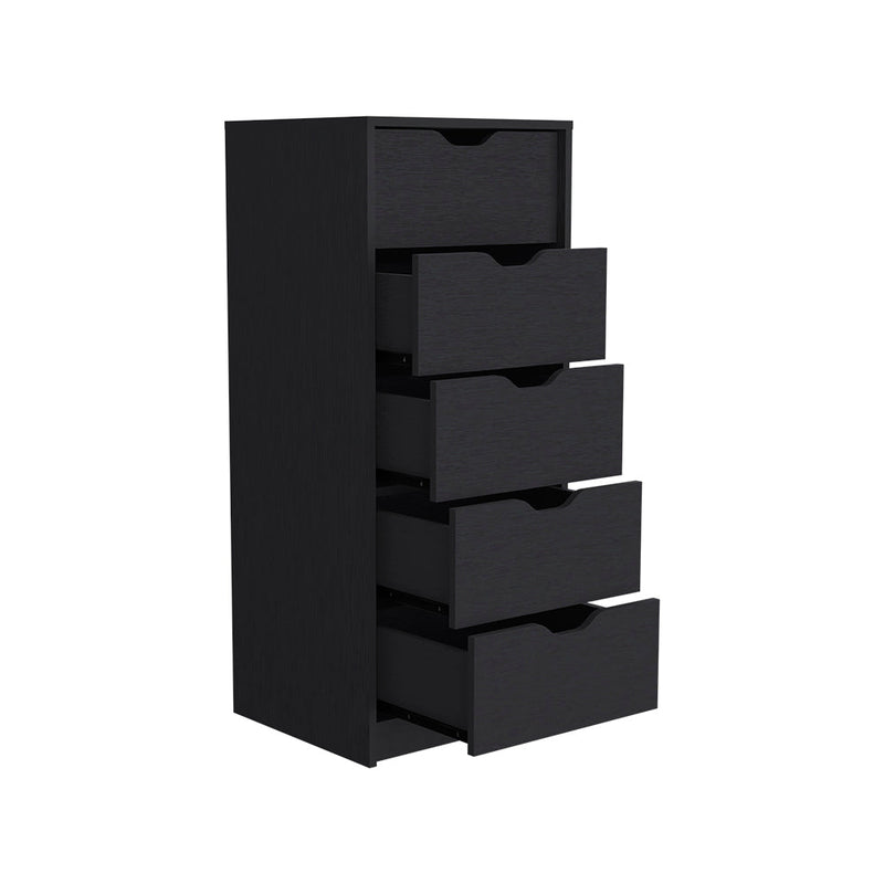 Dresser Kamran, Five Drawers Narrow, Black Wengue Finish-4