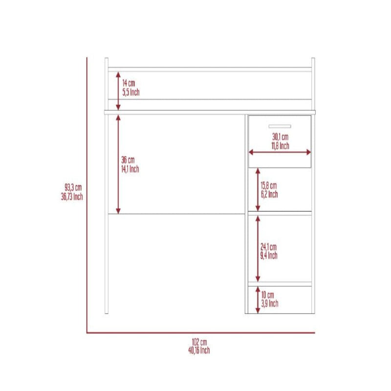 Computer Desk Delmar with Open Storage Shelves and Single Drawer, Black Wengue Finish-8