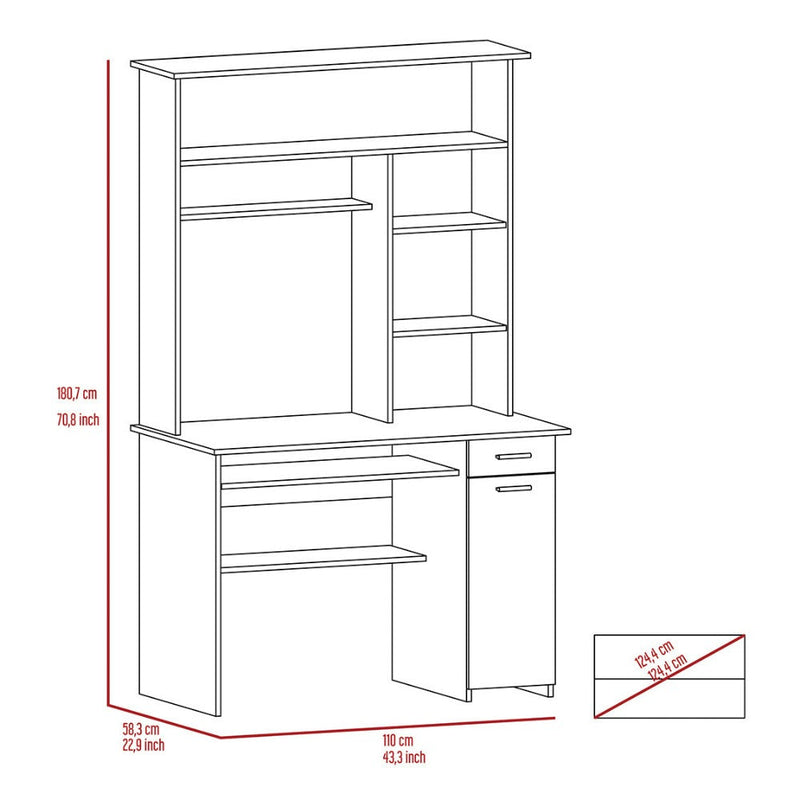 Computer Desk Acequia, Multiple Shelves, Smokey Oak Finish-7