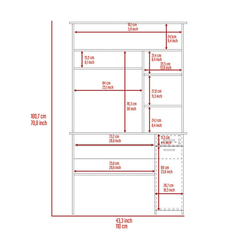 Computer Desk Acequia, Multiple Shelves, Smokey Oak Finish-8