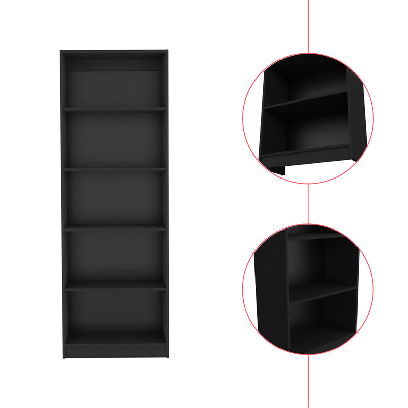 Bookcase 4-Shelves Benzoni, Ample Storage and Modern Design, Black Wengue Finish-4