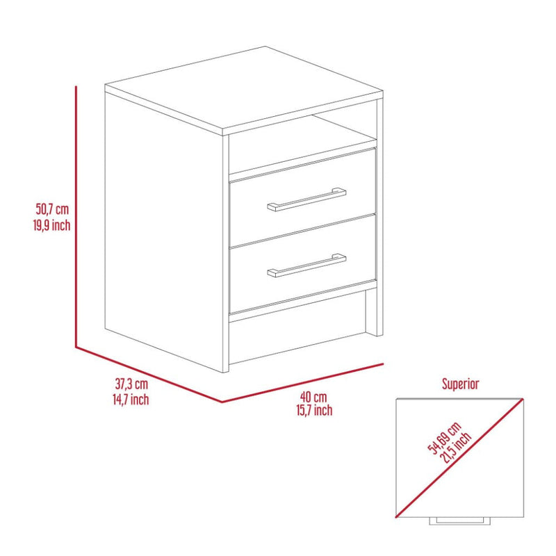 Nightstand Cartiz, Two Drawers, Light Gray Finish-7