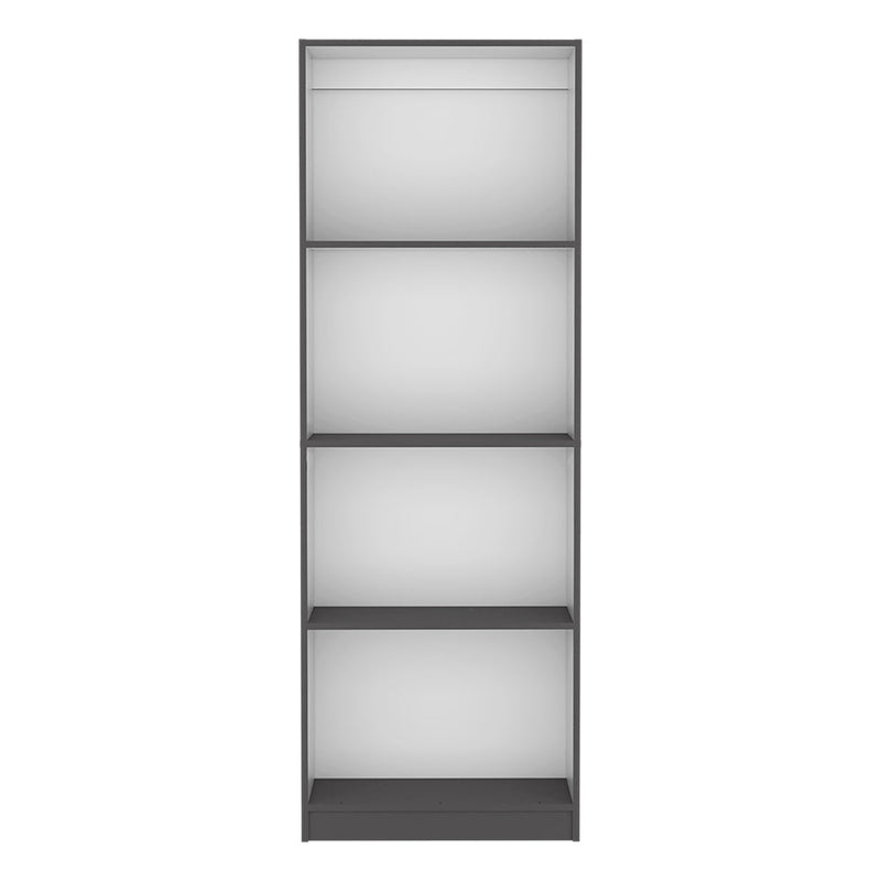 Bookcase Benzoni, Modern Multi-Tier Storage Shelves, Matt Gray / White Finish-4