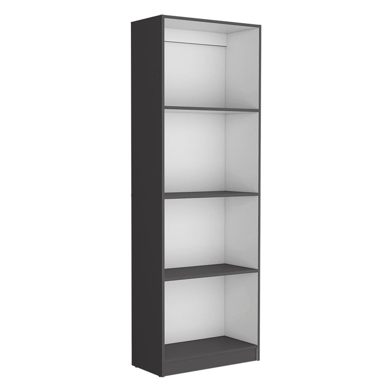 Bookcase Benzoni, Modern Multi-Tier Storage Shelves, Matt Gray / White Finish-5