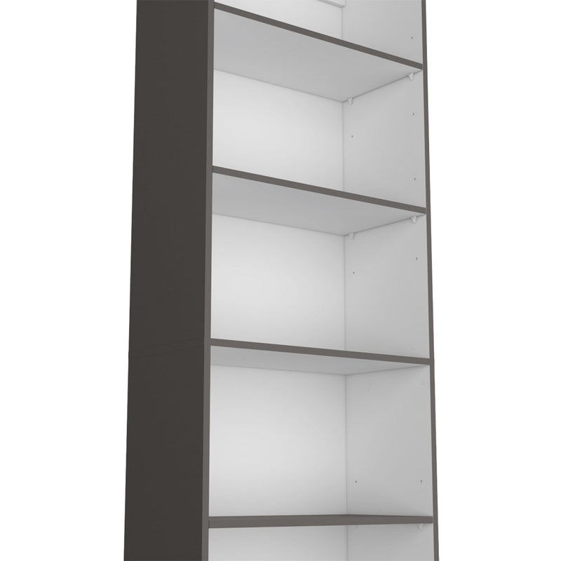 Bookcase 4-Shelves Benzoni, Ample Storage and Modern Design, Matt Gray / White Finish-5