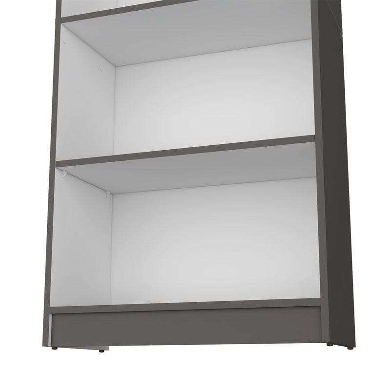 Bookcase 4-Shelves Benzoni, Ample Storage and Modern Design, Matt Gray / White Finish-6