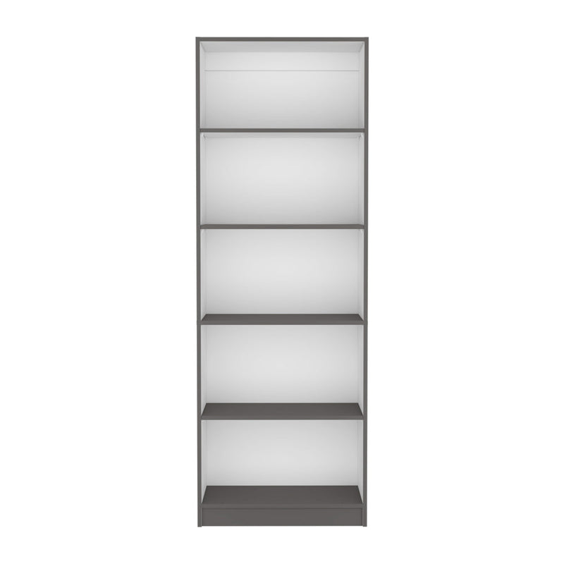 Bookcase 4-Shelves Benzoni, Ample Storage and Modern Design, Matt Gray / White Finish-7