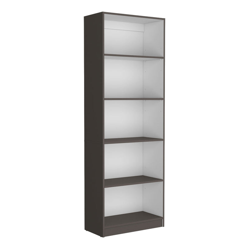 Bookcase 4-Shelves Benzoni, Ample Storage and Modern Design, Matt Gray / White Finish-3