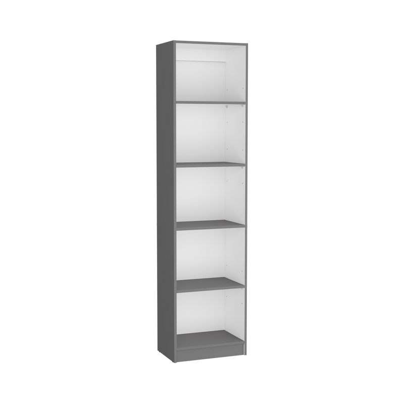 Bookcase XS Benzoni, Slim Design and Spacious Display, Matt Gray Finish-7