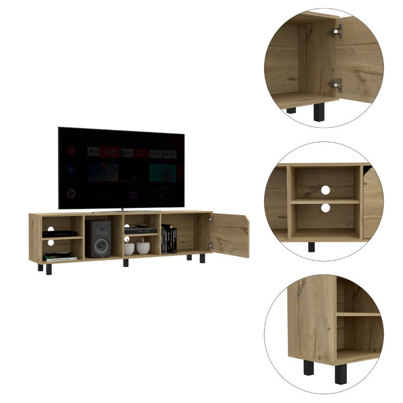 TV Stand for TV´s up 70" Estocolmo, Four Open Shelves, Light Oak Finish-6