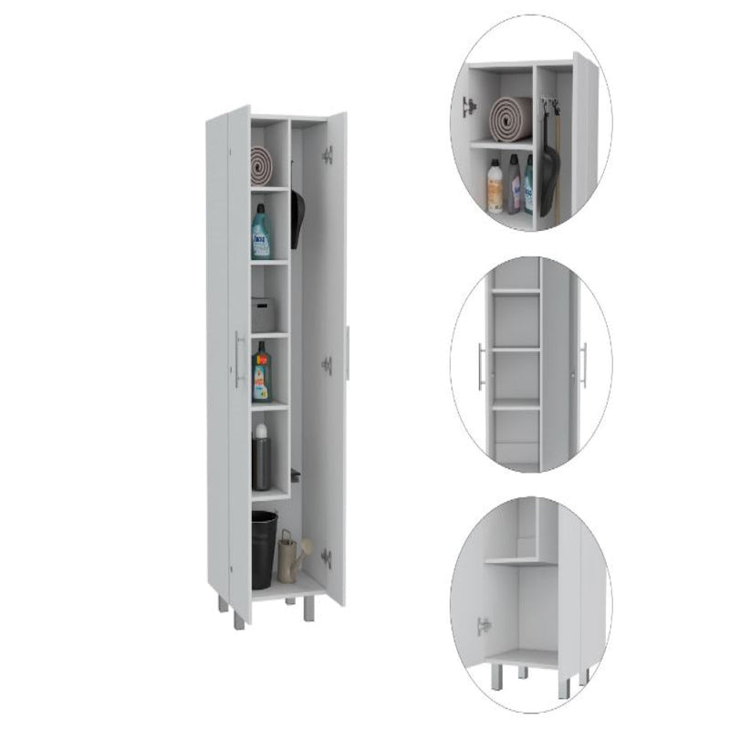 Closet Pantry Copenhague, Five Shelves, Double Door Cabinet, White Finish-2