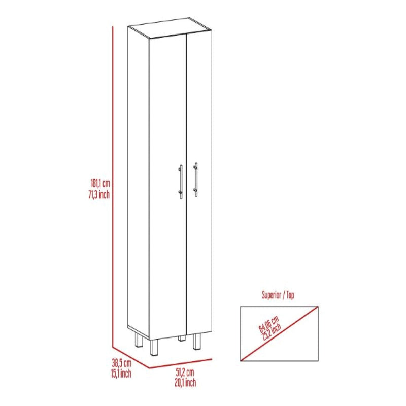 Closet Pantry Copenhague, Five Shelves, Double Door Cabinet, White Finish-7