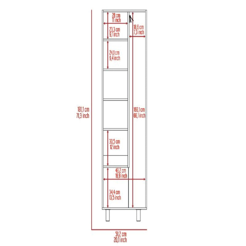 Closet Pantry Copenhague, Five Shelves, Double Door Cabinet, White Finish-8