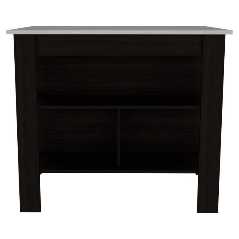 Kitchen Island Dozza, Three Shelves, Dark Brown / Onyx Finish-2