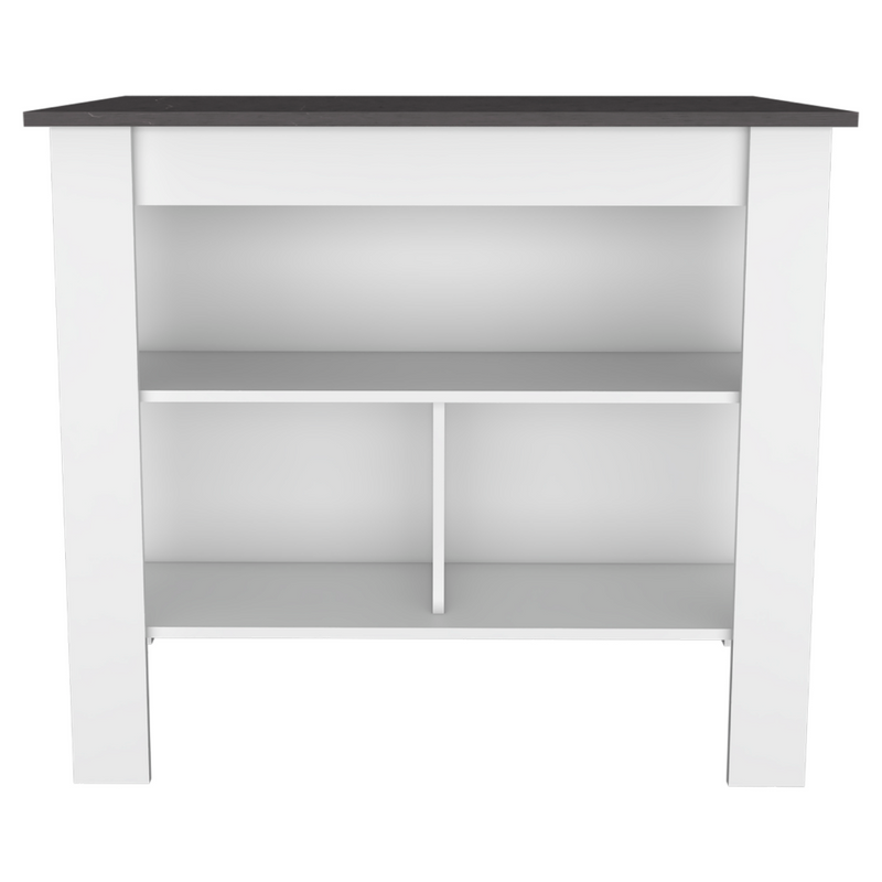 Kitchen Island Dozza, Three Shelves, White / Onyx Finish-2