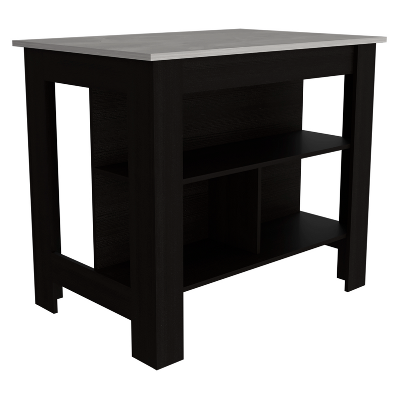 Kitchen Island Dozza, Three Shelves, Dark Brown / Onyx Finish-4