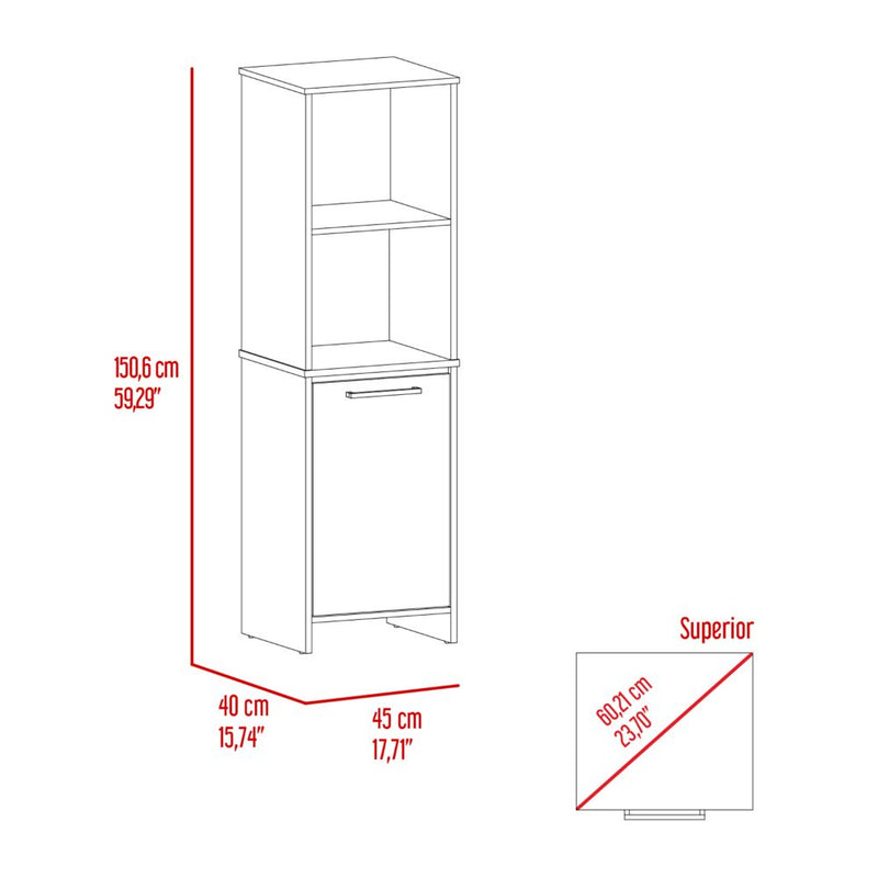 Kitchen Pantry Feery, Single Door Cabinet, Interior and External Shelves, White Finish-8