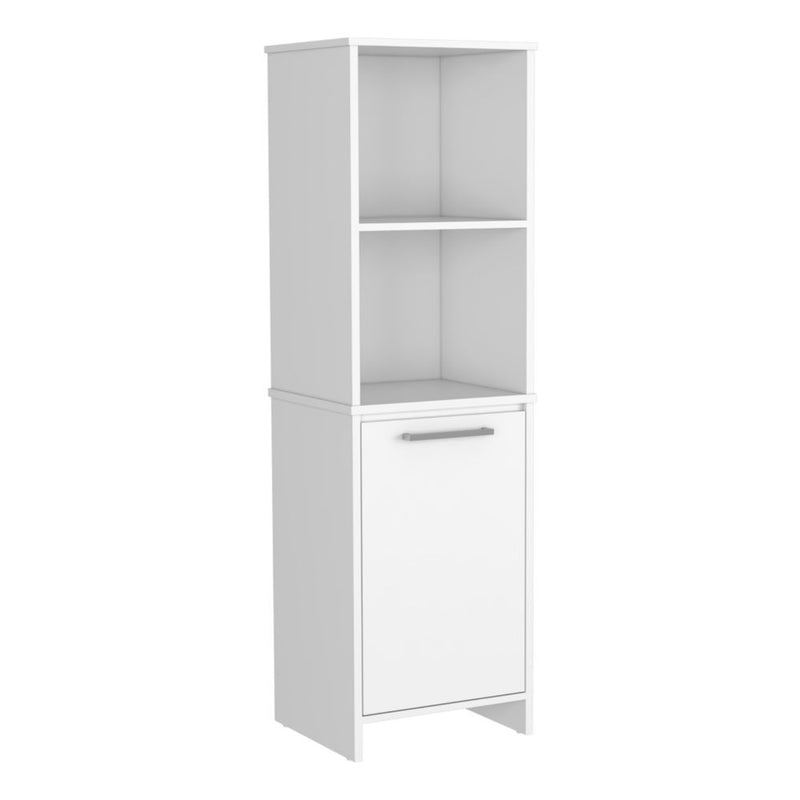 Kitchen Pantry Feery, Single Door Cabinet, Interior and External Shelves, White Finish-5