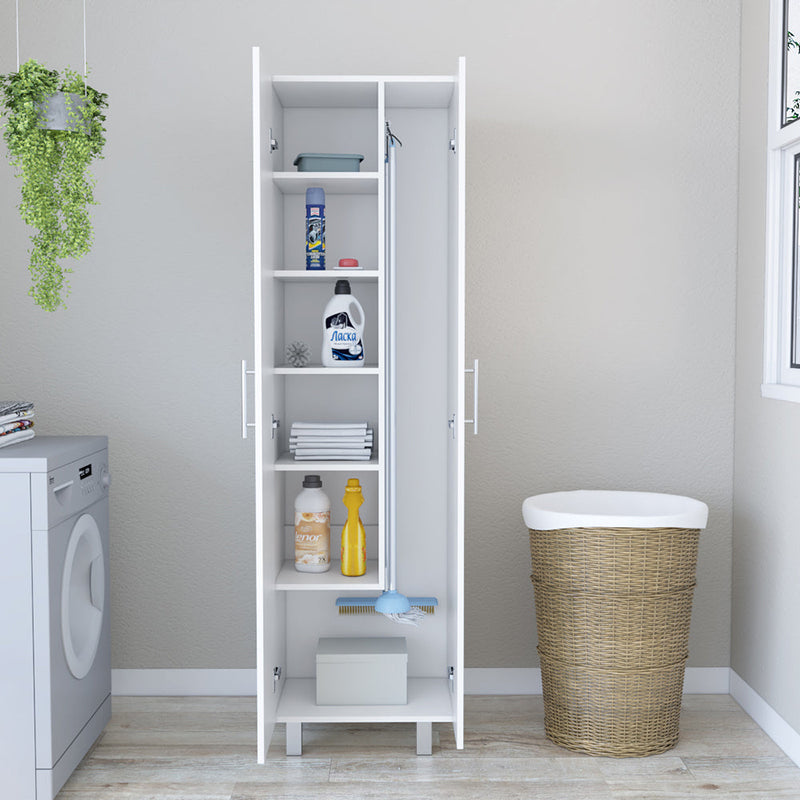 Closet Pantry Copenhague, Five Shelves, Double Door Cabinet, White Finish-1