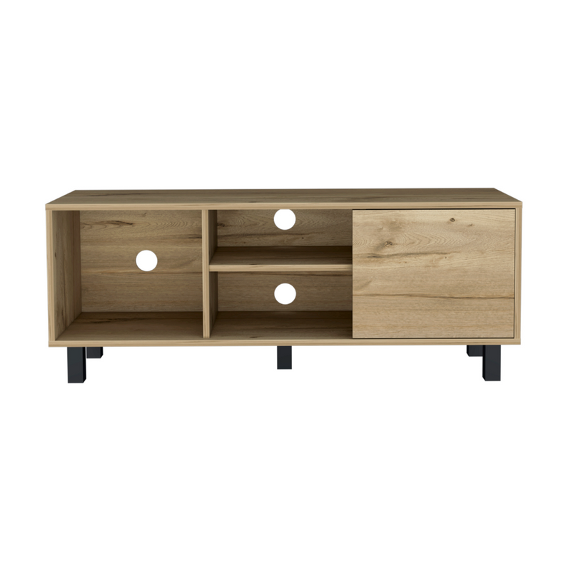 Tv Stand for TV´s up 43" Three Open Shelves Fredericia, One Cabinet, Light Oak Finish-3