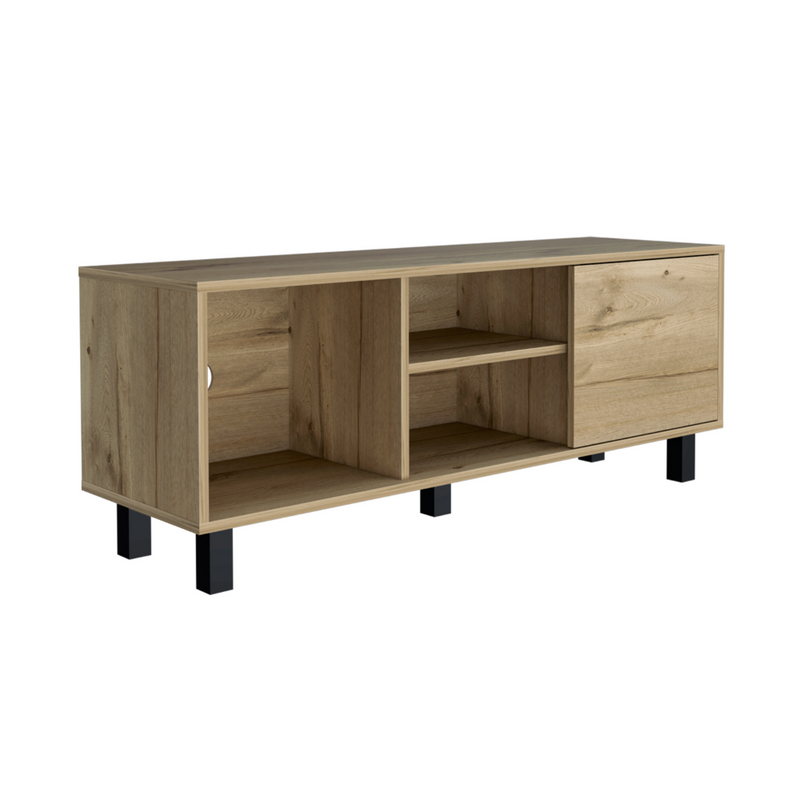 Tv Stand for TV´s up 43" Three Open Shelves Fredericia, One Cabinet, Light Oak Finish-5