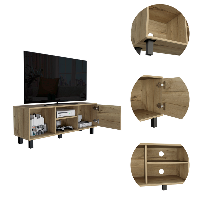 Tv Stand for TV´s up 43" Three Open Shelves Fredericia, One Cabinet, Light Oak Finish-6