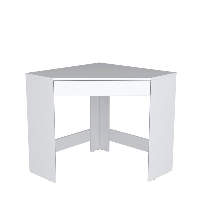 Corner Desk Garner, One Drawer, Three Legs, White Finish-2