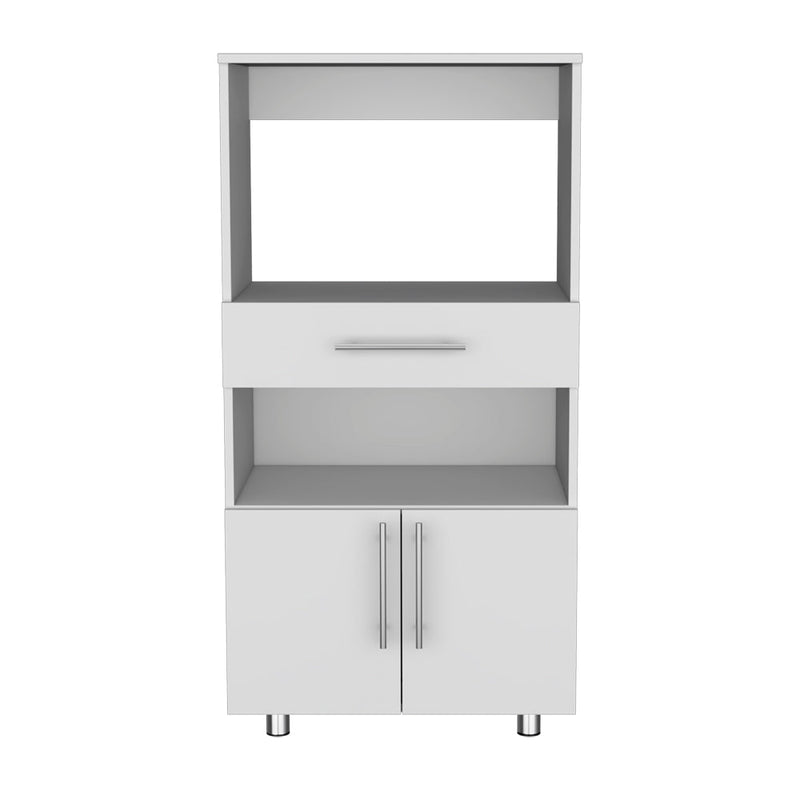 Kitchen Pantry Glenwood, Double Door, Four Legs, Two Shelves, White Finish-4