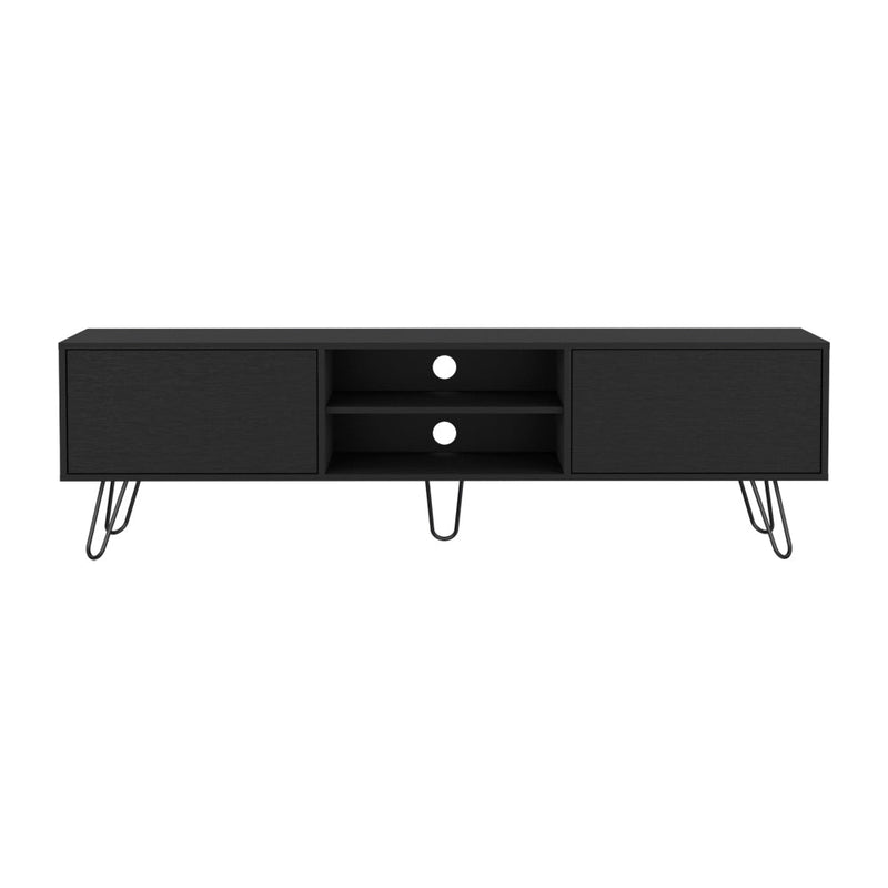 Tv Stand Franklin, Two Cabinets, Two Shelves, Black Wengue Finish-3