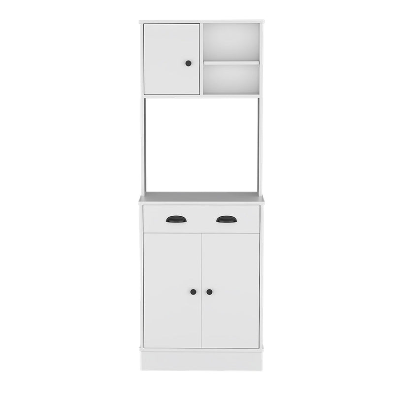 Microwave Storage Stand with 3-Doors and Drawer Arlington, White Finish-4