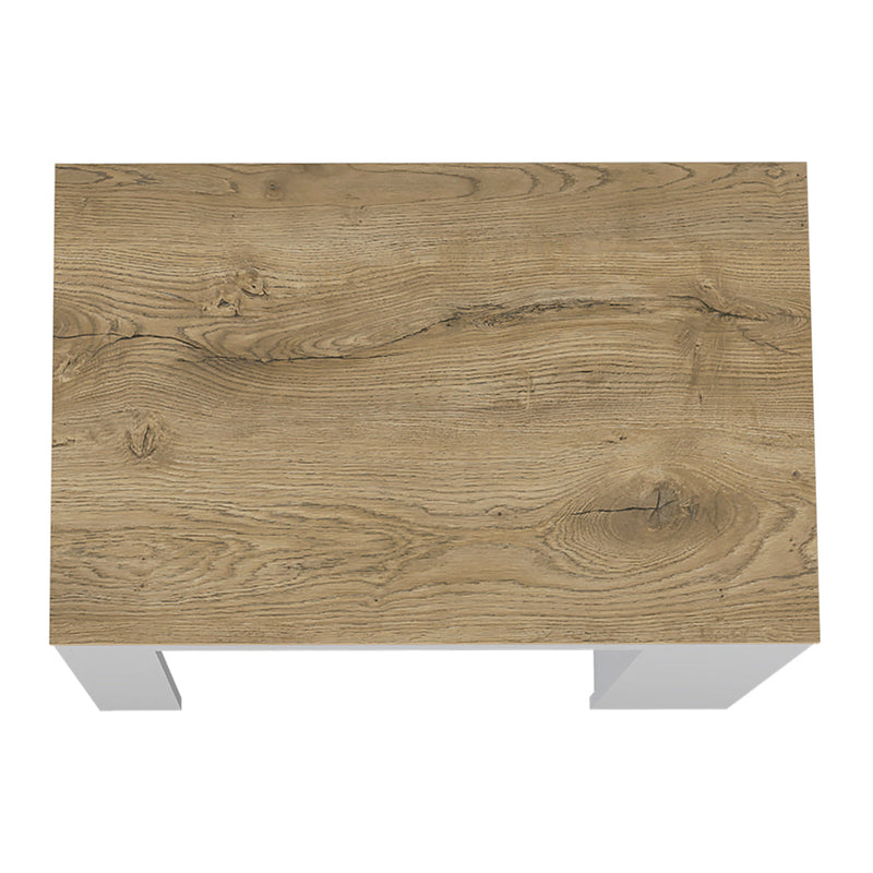 Kitchen Island Doyle, Three Side Shelves, White and Light Oak Finish-3