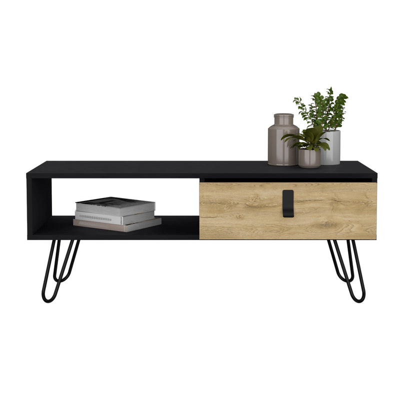 Magness Coffee Table: Dual-Tone Design with Storage, Black Wengue / Macadamia Finish-3