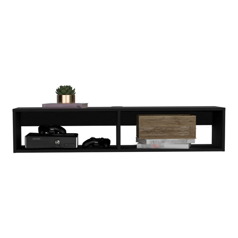 Entertainment Center Shelley, Two Open Shelves, Black Wengue Finish-3