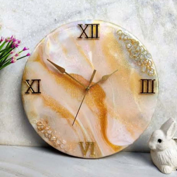 Orange Abstract Epoxy Resin Wall Clock For Home Decor-0