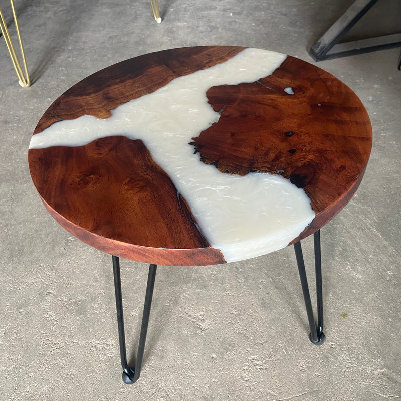 White and Wooden Epoxy Resin Coffee Table For Home Decor-3