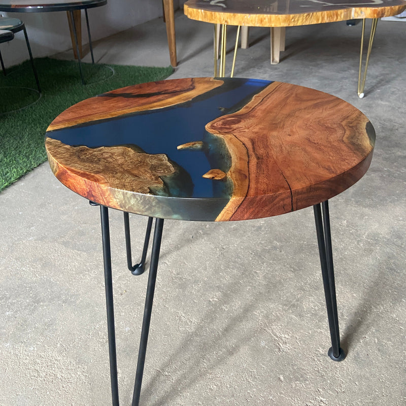 Blue and Wooden Epoxy Resin Coffee Table For Home Decor-1