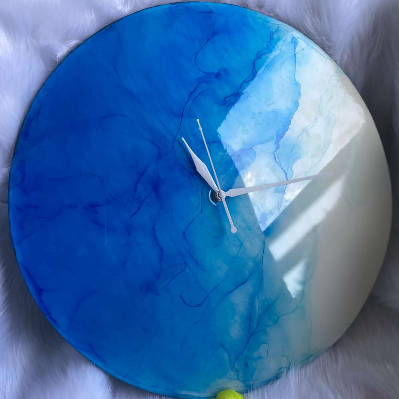 Blue Abstract Epoxy Resin Wall Clock For Home Decor-0