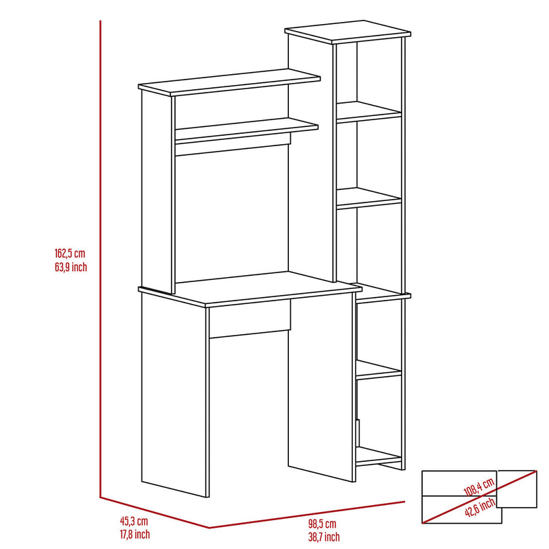 Desk Logan, Five Cubbies, Smokey Oak Finish-6