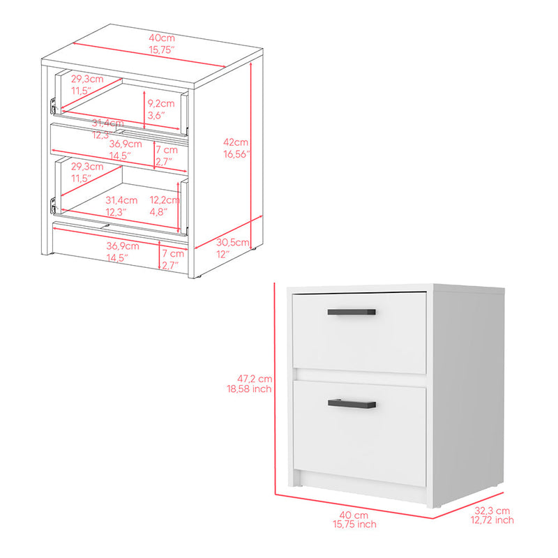 Karval 2 Piece Bedroom Set, Armoire + Nightstand, White Finish-7