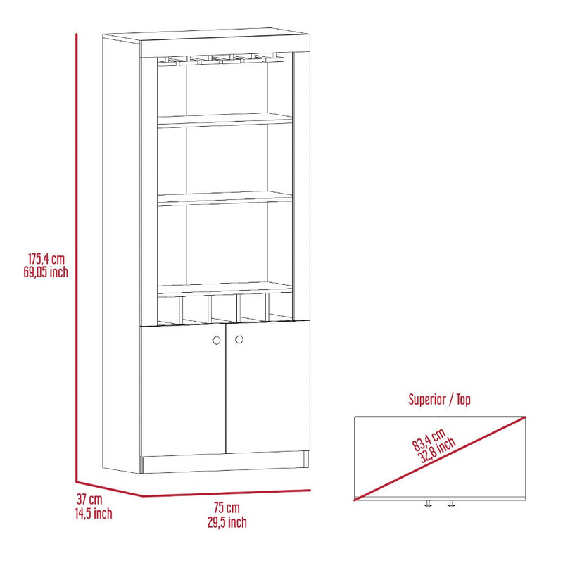 Bar Cabinet Margarita, Five Wine Cubbies, Carbon Espresso Finish-7