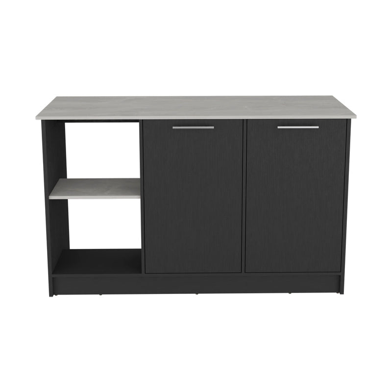 Kitchen Island Padua, Double Door Cabinets, Ample Countertop, Black Wengue / Onyx Finish-1