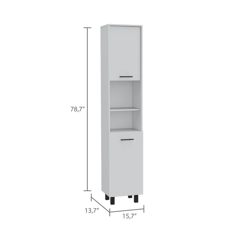 Pantry Cabinet Almada, Three Interior Shelves, White Finish-7