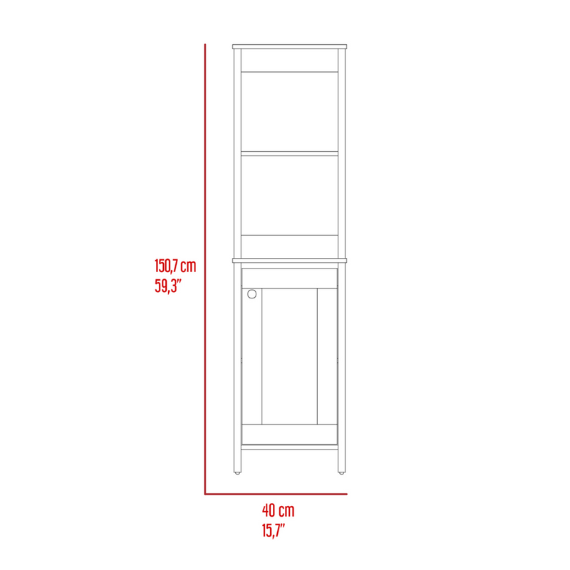 Linen Cabinet Jannes, Two Open Shelves, Single Door, Light Gray Finish-4