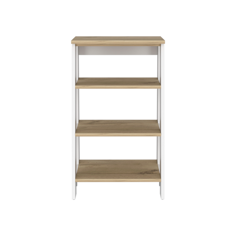 Linen Cabinet Jenne, Four Open Shelves, Light Oak / White Finish-2