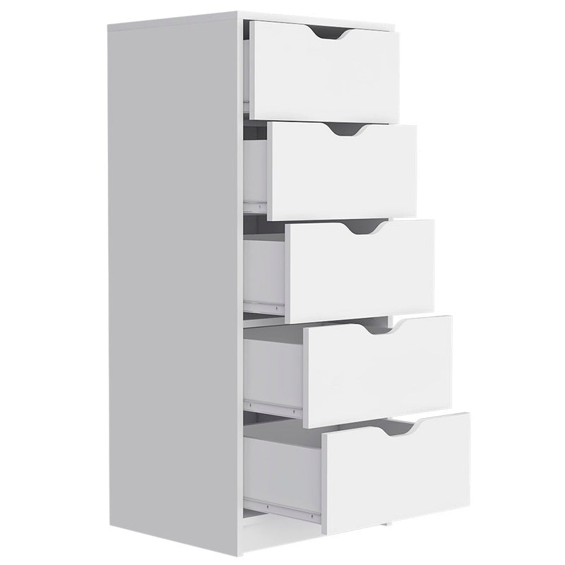 Dresser Kamran, Five Drawer Narrows, White Finish-4