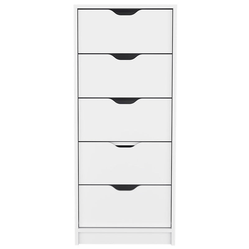 Dresser Kamran, Five Drawer Narrows, White Finish-5