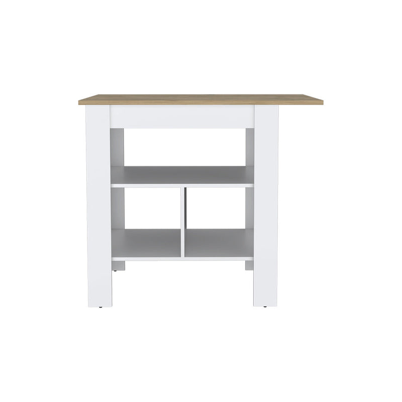 Kitchen Island Pompeya, Three Shelves, White Finish-2