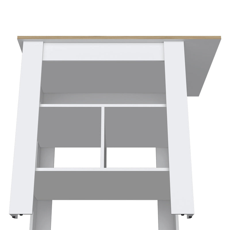 Kitchen Island Pompeya, Three Shelves, White Finish-5