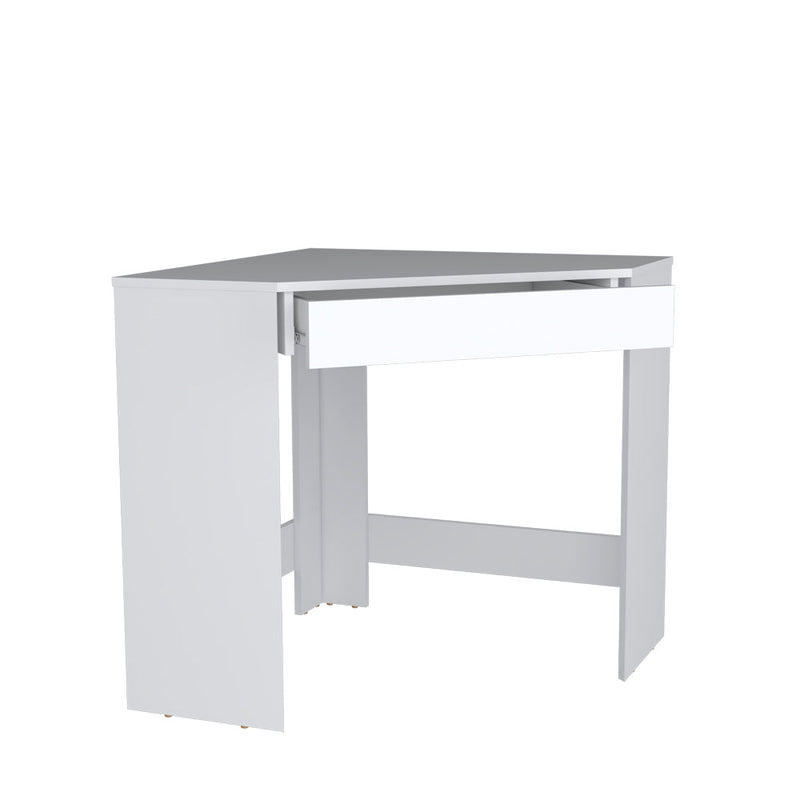 Corner Desk Garner, One Drawer, Three Legs, White Finish-3